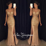 Vintage Split Sequined Dress