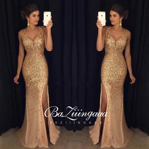 Vintage Split Sequined Dress