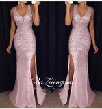 Vintage Split Sequined Dress